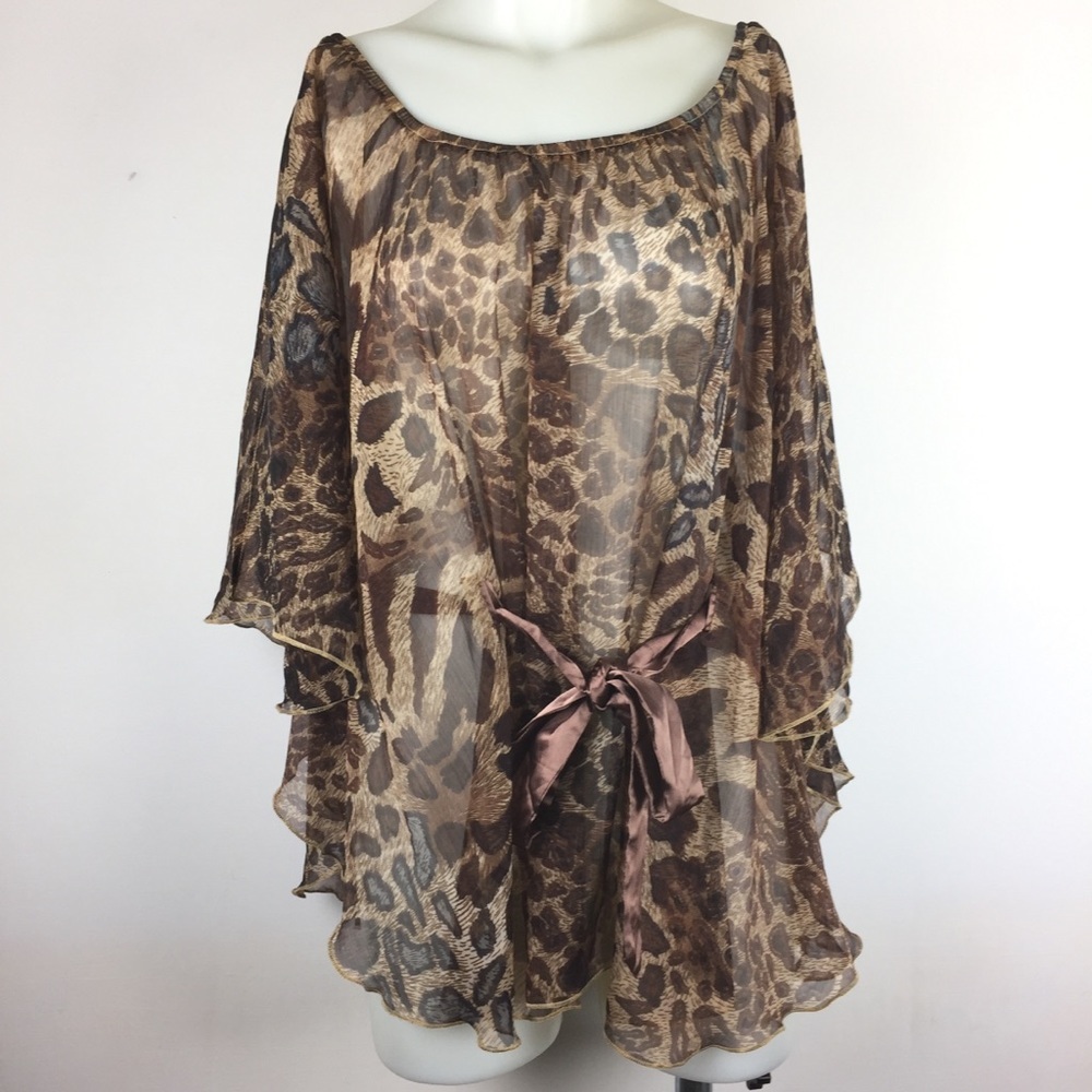 Boston Proper blouse cheetah batwing butterfly S